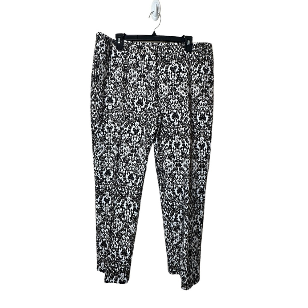 Chico’s Ankle Pants White Brown Black Snake Animal Print Womens Size Large